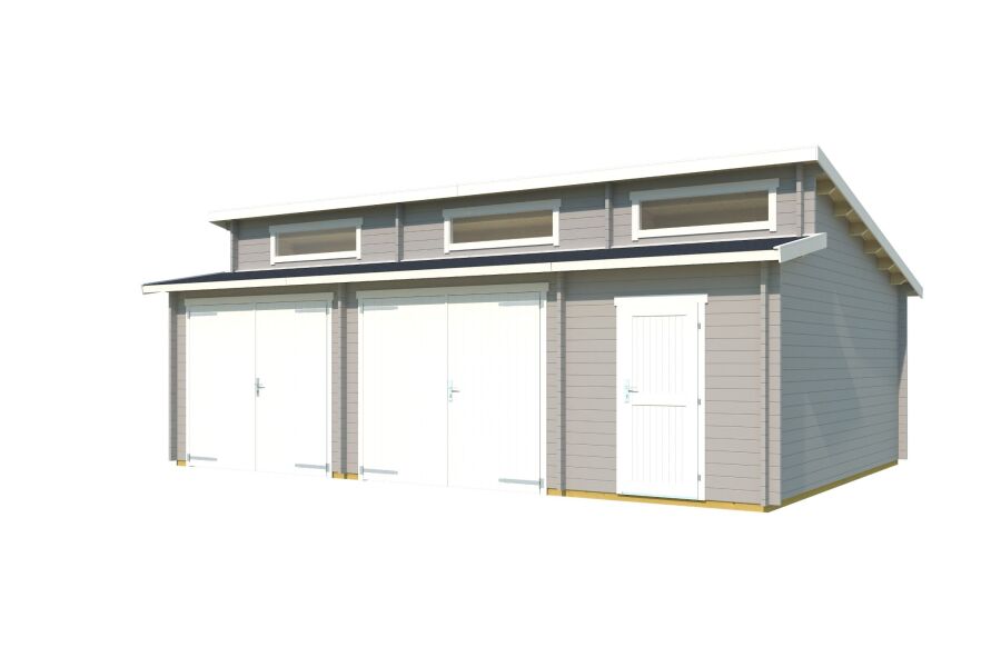 Lasita Maja Garage HAWAII 44 mm 520x780 cm - ohne/mit Holztor - natur/farbig -