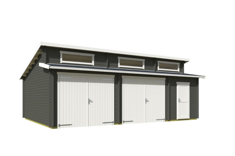Lasita Maja Garage HAWAII 44 mm 520x780 cm - ohne/mit Holztor - natur/farbig -