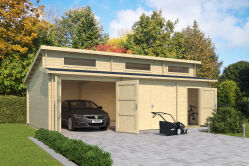 Lasita Maja Garage HAWAII 44 mm 520x780 cm - ohne/mit Holztor - natur/farbig -