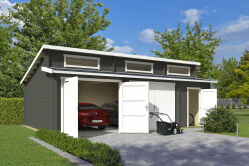 Lasita Maja Garage HAWAII 44 mm 520x780 cm - ohne/mit Holztor - natur/farbig -
