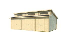 Lasita Maja Garage HAWAII 44 mm 520x780 cm - ohne/mit Holztor - natur/farbig -