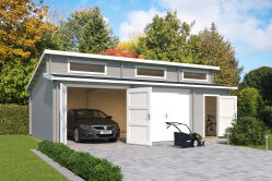 Lasita Maja Garage HAWAII 44 mm 520x780 cm - ohne/mit Holztor - natur/farbig -