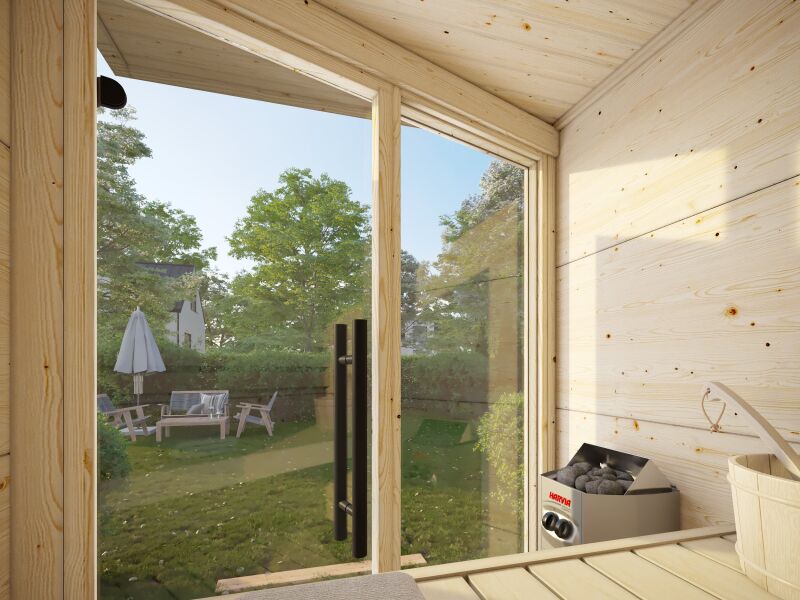 Palmako Saunahaus GRACE 1,5 m² ISO 152x143 cm 56 mm natur