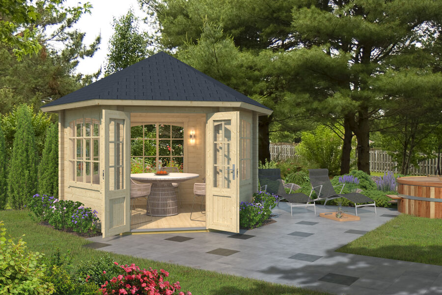 Lasita Maja Pavillon ILMENAU 44 mm 350x303 cm, natur + farbig