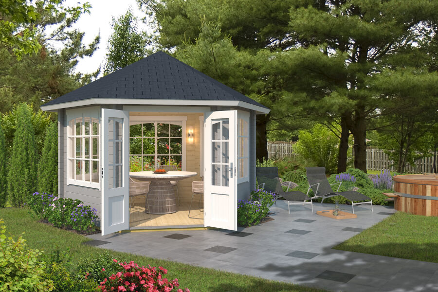 Lasita Maja Pavillon ILMENAU 44 mm 350x303 cm, natur + farbig
