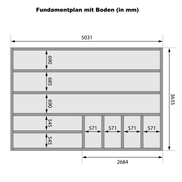 Karibu Saunahaus ARIS 3 - 276x276x232 cm 38 mm natur / Metall graualuminium / ohne Ofen