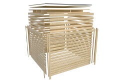 Karibu Saunahaus ARIS 3 - 276x276x232 cm 38 mm natur / Metall graualuminium / ohne Ofen