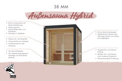 Karibu Saunahaus ARIS 3 - 276x276x232 cm 38 mm natur / Metall graualuminium / ohne Ofen