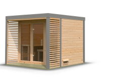 Karibu Saunahaus ARIS 3 - 276x276x232 cm 38 mm natur / Metall graualuminium / ohne Ofen