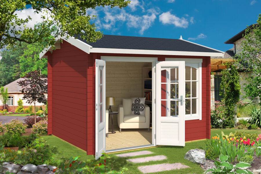 Lasita Maja Gartenhaus ALEX 44 mm ISO 300x250 cm, natur + farbig