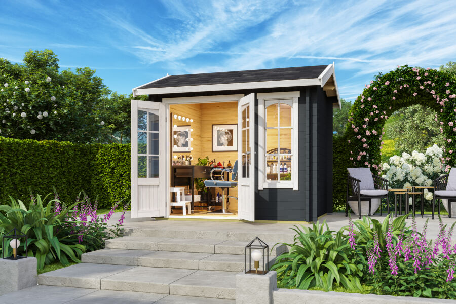 Lasita Maja Gartenhaus ALEX MINI 44 mm ISO 250x200 cm, natur + farbig