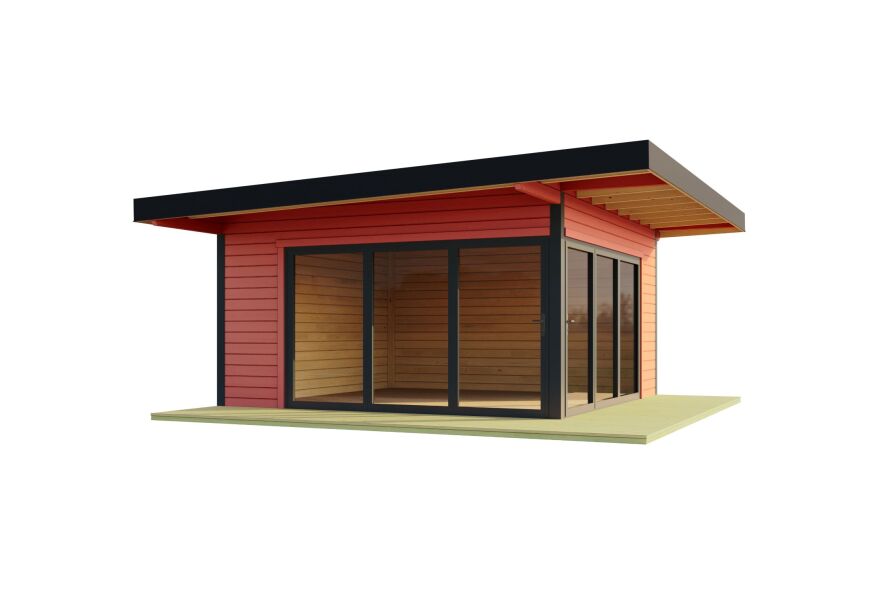 Lasita Maja Premium Gartenhaus DOMEO 9 - 70 mm ISO 450 x 450 m, natur + farbig / Rahmen Kobaltgrau
