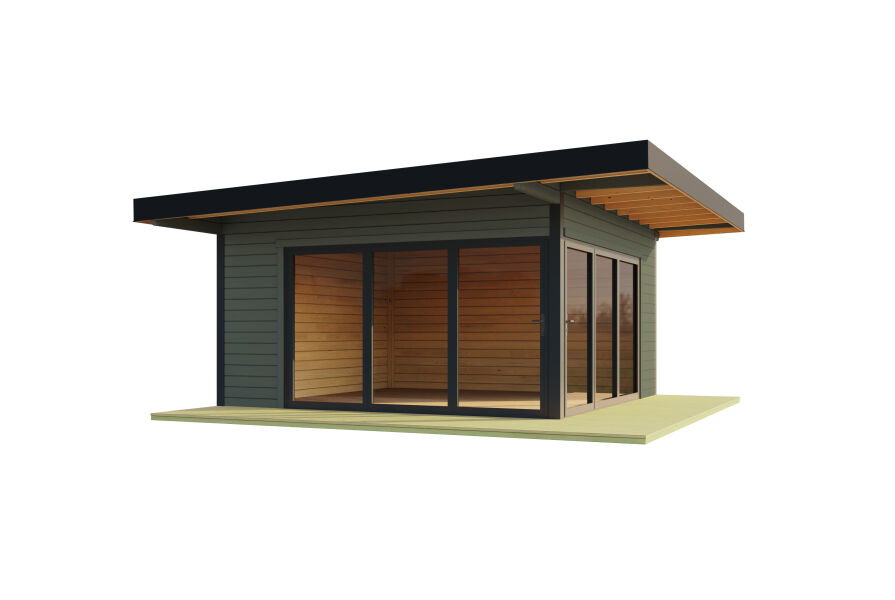 Lasita Maja Premium Gartenhaus DOMEO 9 - 70 mm ISO 450 x 450 m, natur + farbig / Rahmen Kobaltgrau